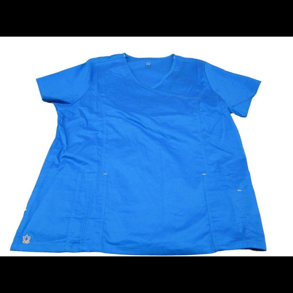 Maevn Womens Blue Uniform Scrub Top Healthcare Professional Nurse Work W…​